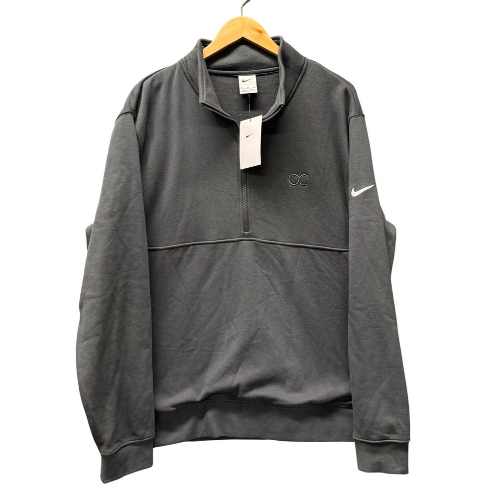 Nike 1/2 Zip Pullover Mens XXL Club Fleece Golf Gray Sweatshirt + Logo NEW